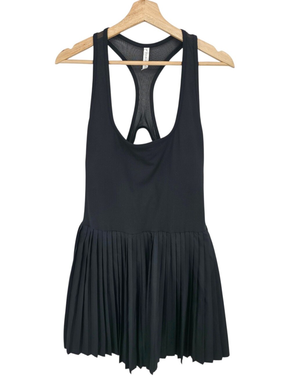 Fabletics Black Pleated Tennis Dress XL Built In Shorts Pocket Racerback
